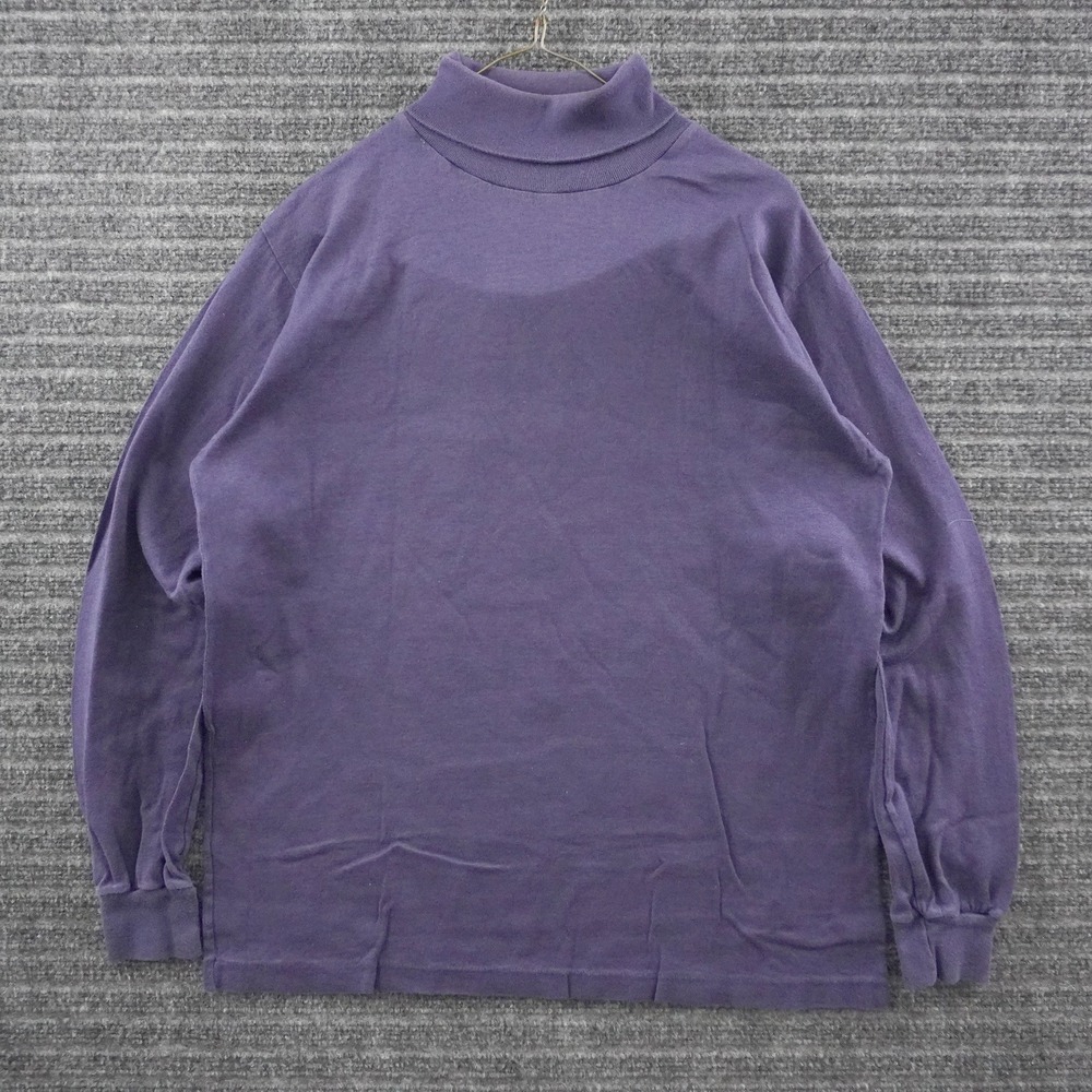 Vintage 80s Orvis Fisherman Turtleneck Shirt Large Navy Blue Long Sleeve Cotton